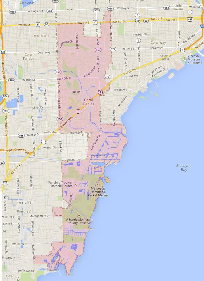 Coral Gables Map